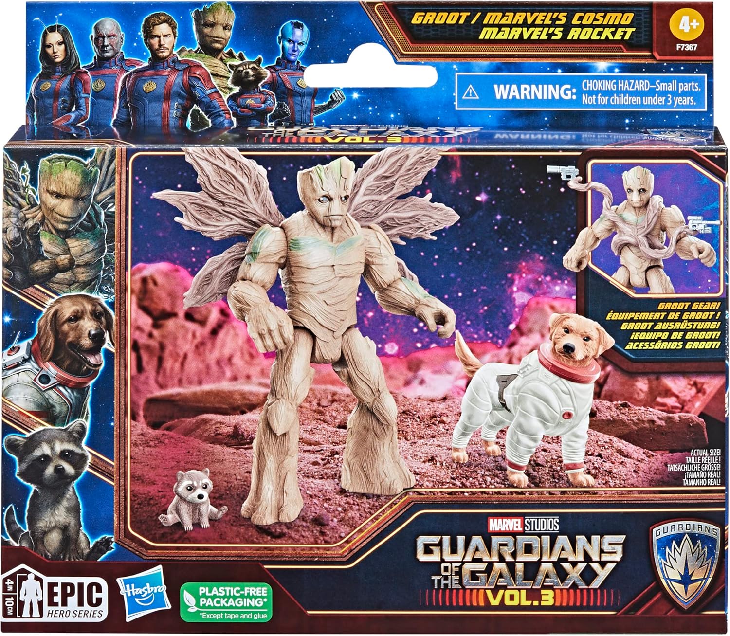 Thumbnail 1 de Figurines articulées Marvel Les Gardiens de la Galaxie Vol. 3 : Groot, Bébé Rocket et Cosmo (pack de 5 figurines)