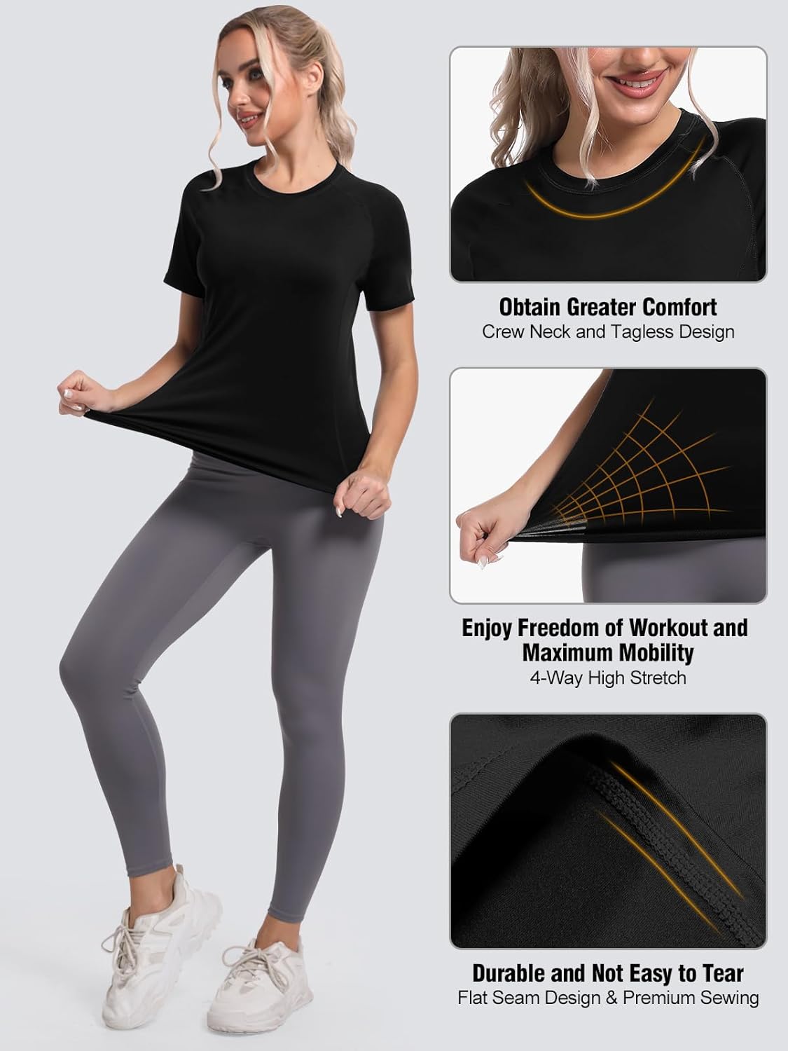 Thumbnail 3 de Women's Long Sleeve Compression Shirts (4 Pack) – Dry Fit, Sun Protection, and Quick-Dry Performance