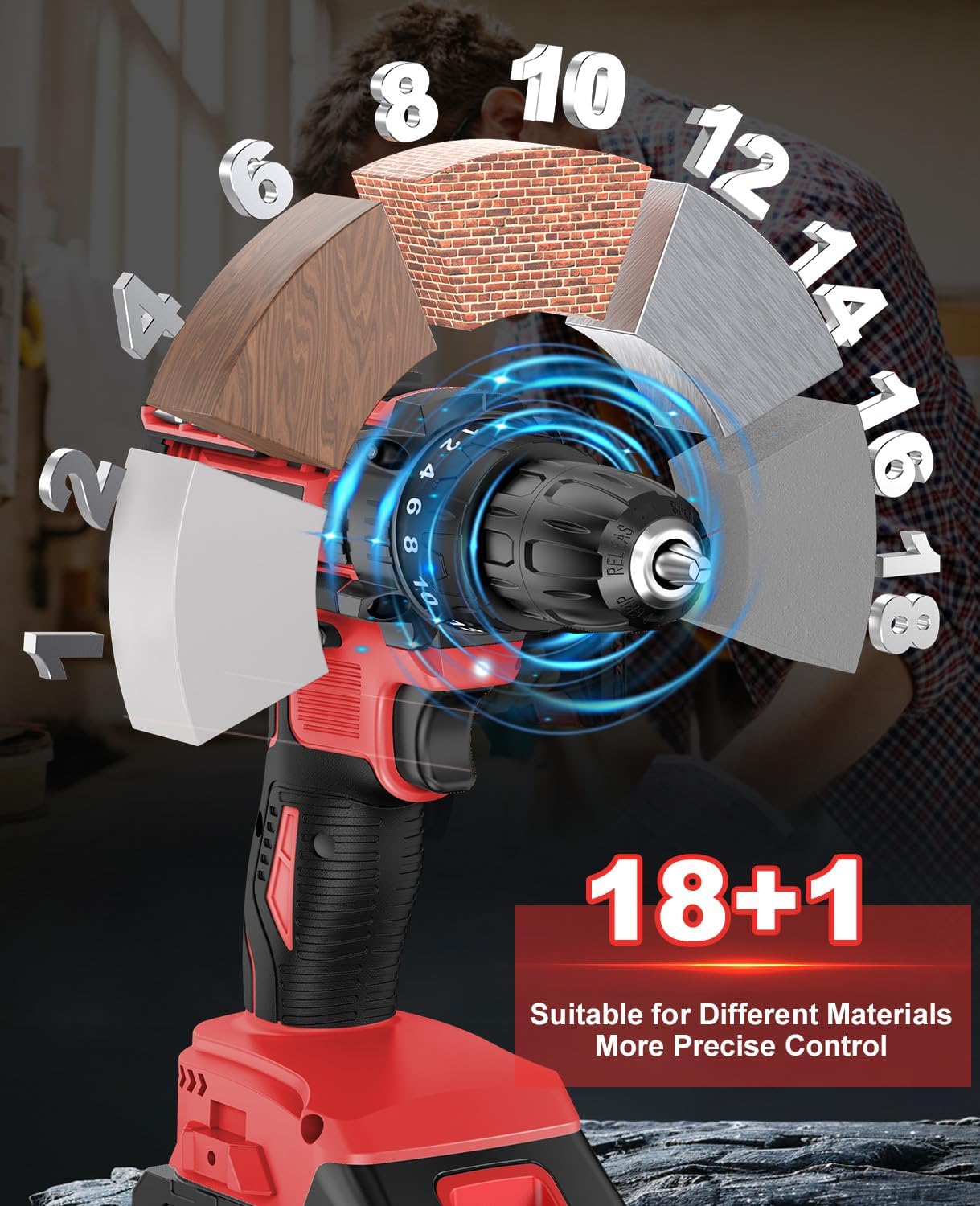 Detalle de MHPRO Trapano Avvitatore 21V con 2 batterie 2,0Ah 🛠