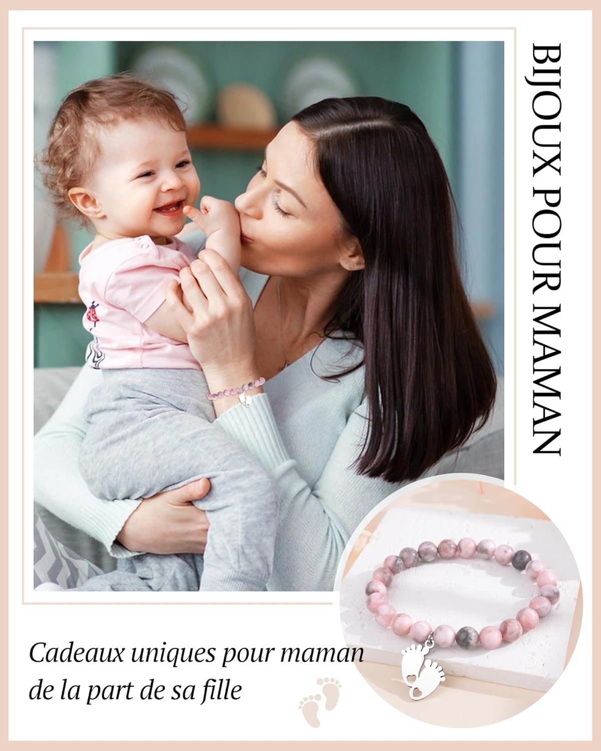 Thumbnail 3 de Bracelet CheersLife pour Femme – Pierre naturelle 8 mm, cadeau original pour future maman et toutes les occasions