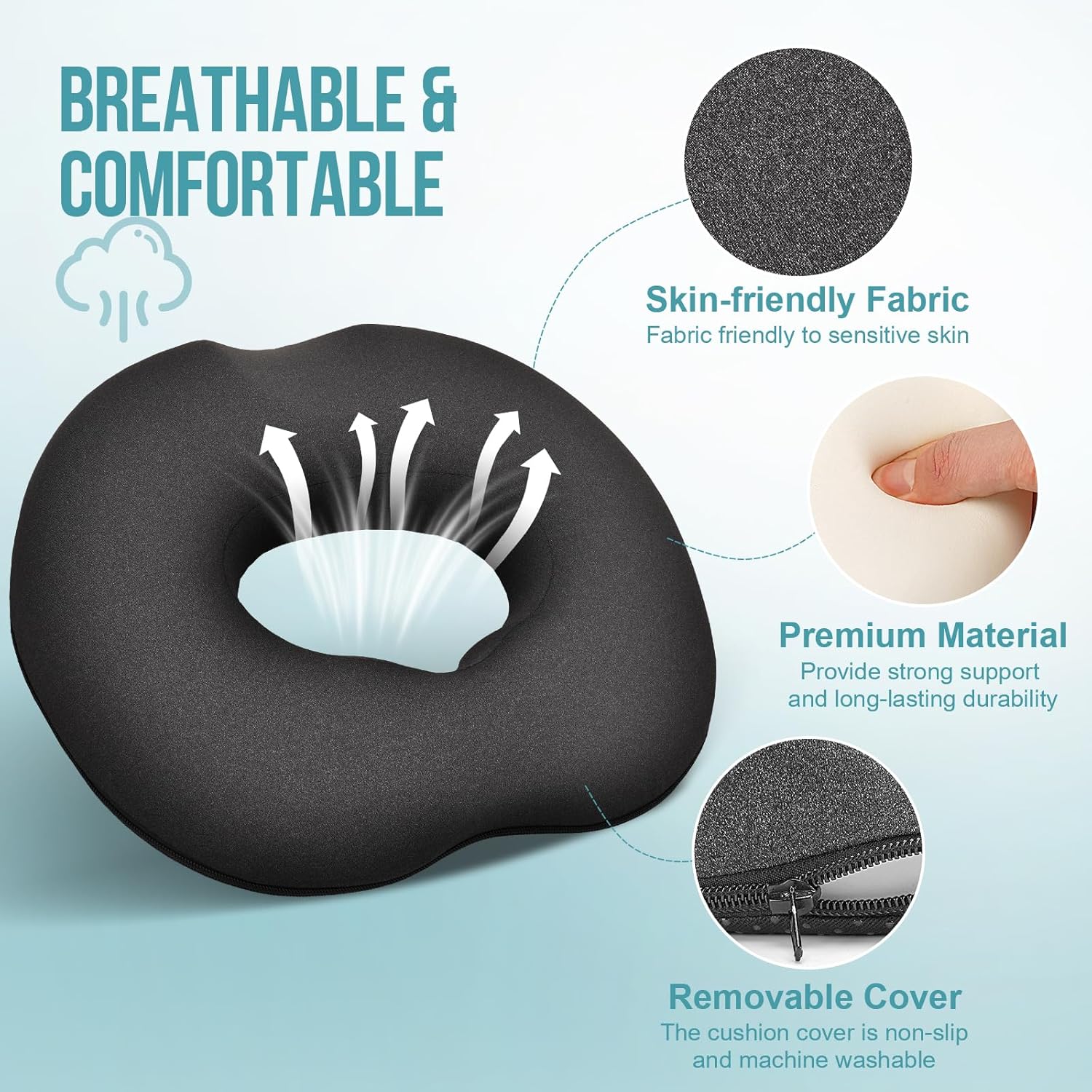 Detalle de DmTown Donut Cushion for Hemorrhoids: Comfort and Support for Tailbone Pain
