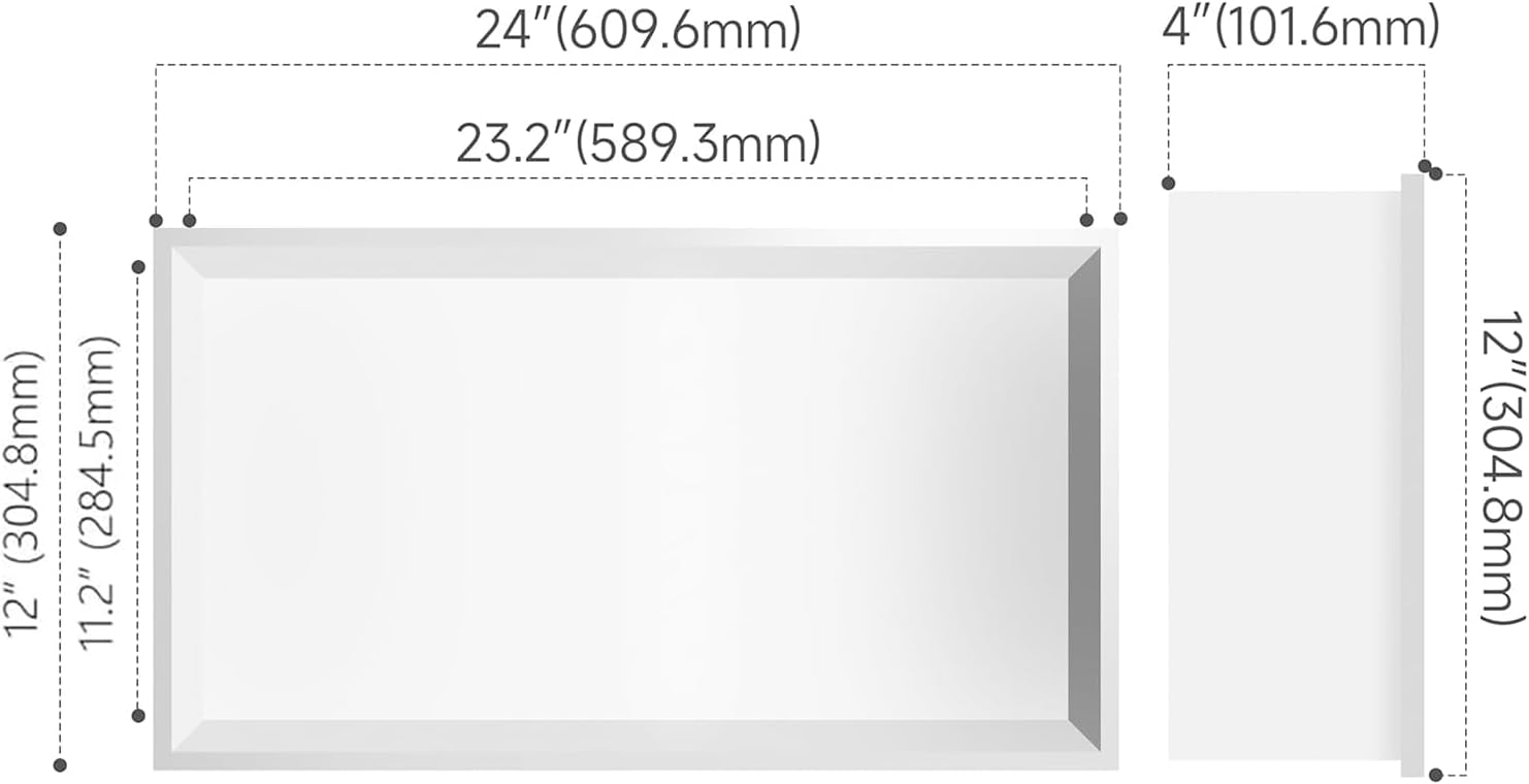 Detalle de Green & Spring G-1113-WH Stainless Steel Shower Niche, White, 12" x 24