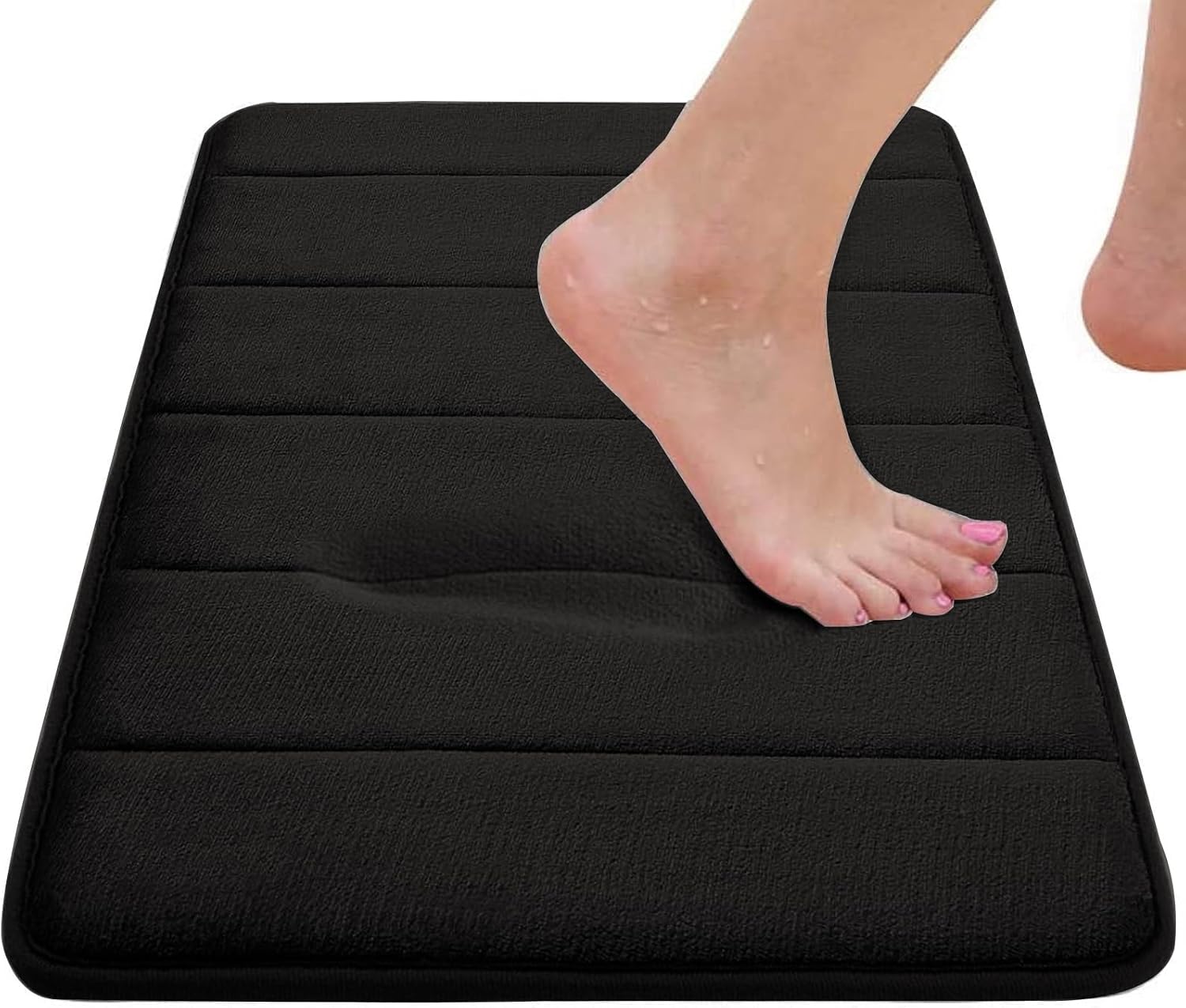 Detalle 2 de RUN HELIX 3-Piece Memory Foam Bathroom Rug Set (Non-Slip, Washable) — Black
