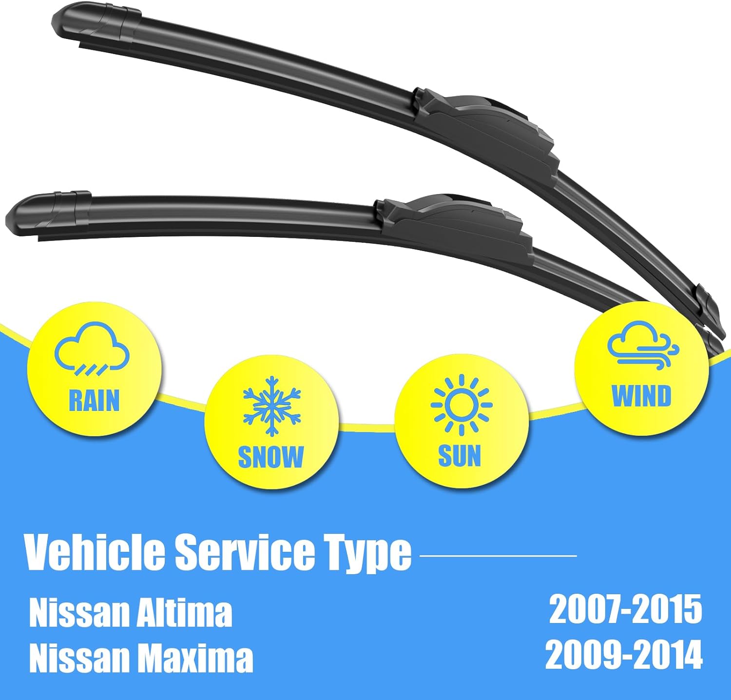 Thumbnail 1 de Gavimnal 28" + 17" Silicone Wiper Blades Replacement for Nissan Altima 2007-2015 and Maxima 2009-2014