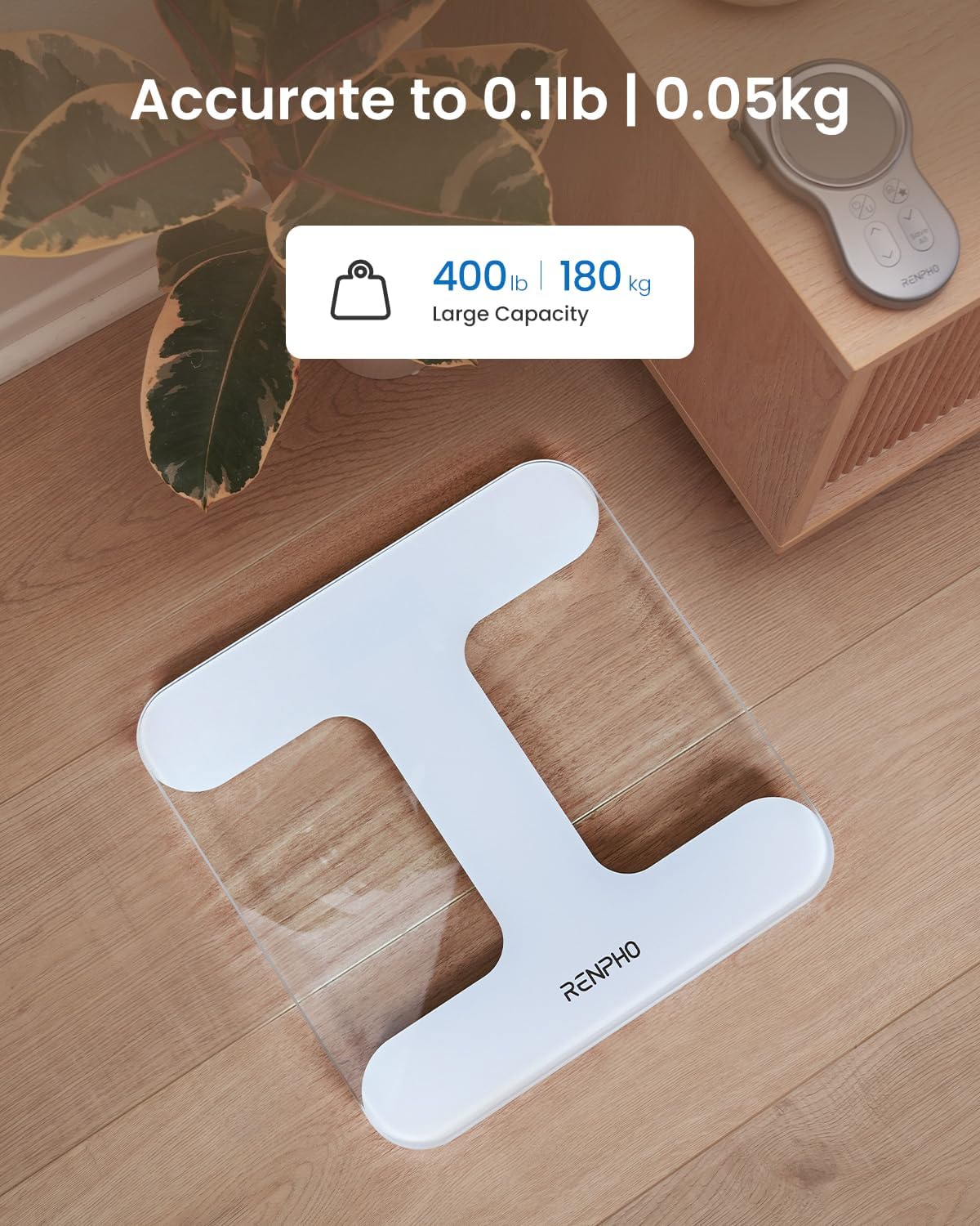 Thumbnail 1 de RENPHO Core TS Personenwaage digital mit heller LED-Anzeige, Kapazität 180 kg und Genauigkeit in 0,05-kg-Schritten