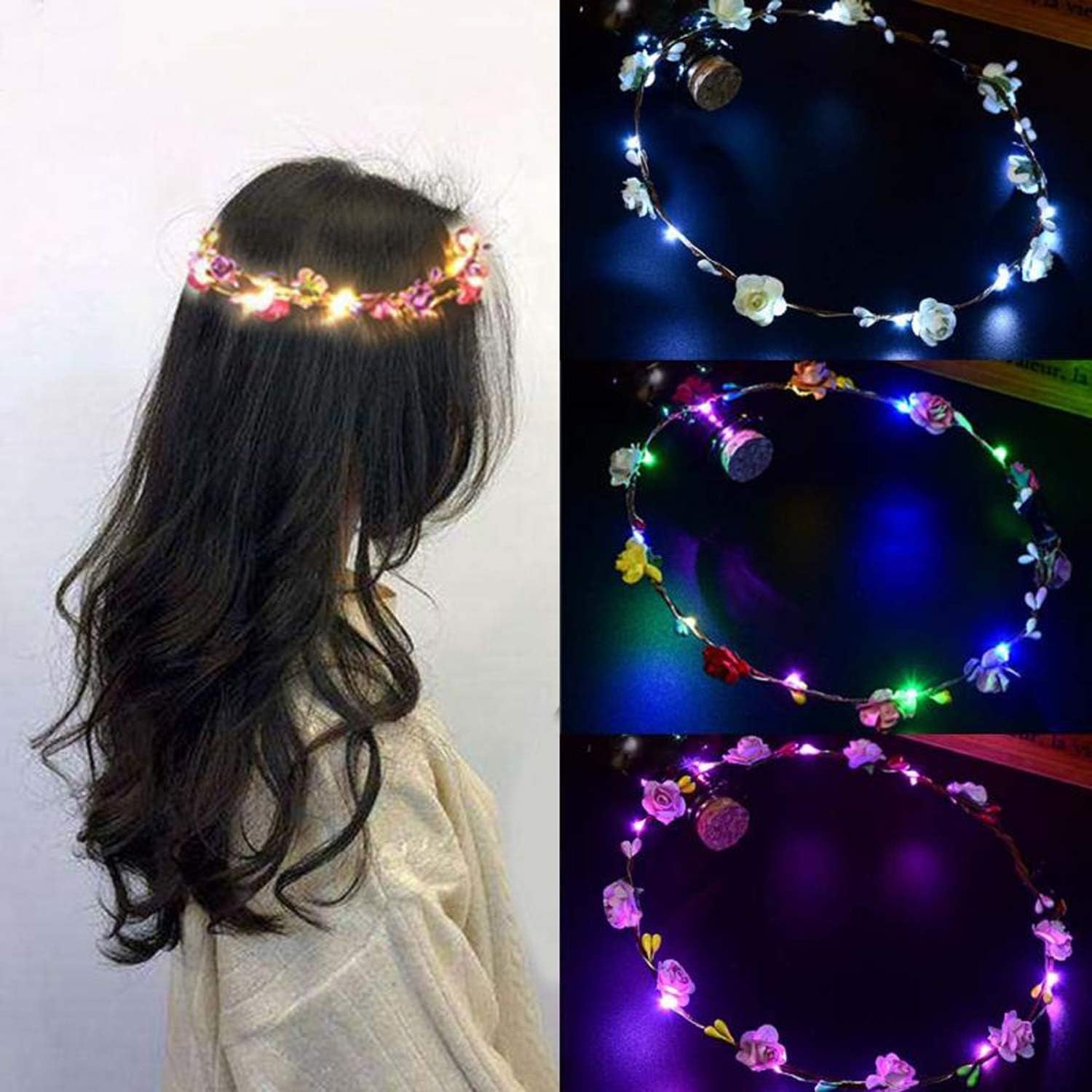 Detalle 2 de PTHTECHUS FKH-12 LED-Blumenkranz Stirnband, 12er-Set 🎀