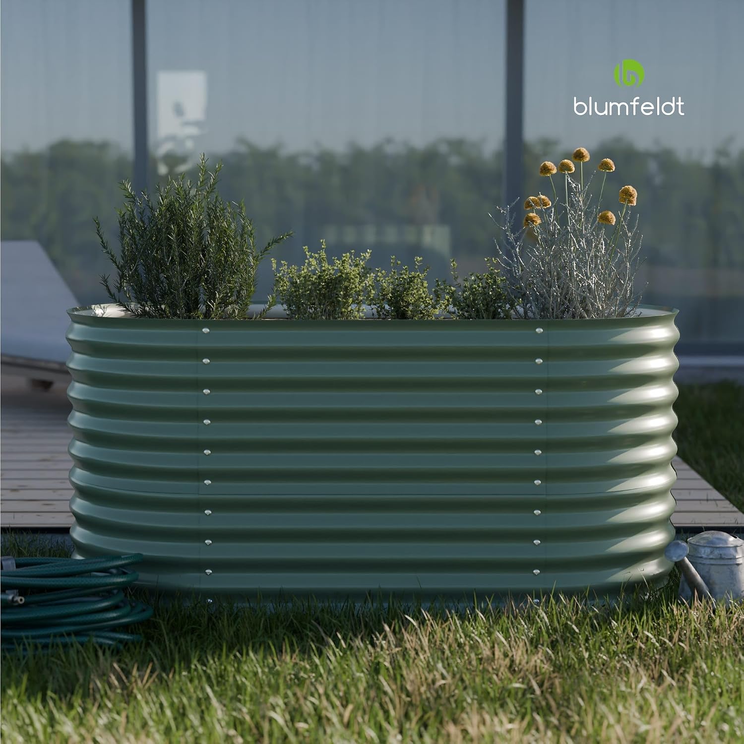 Detalle de blumfeldt High Grow 10046034 verhoogd bloembed, 1.000 l, verzinkt staal