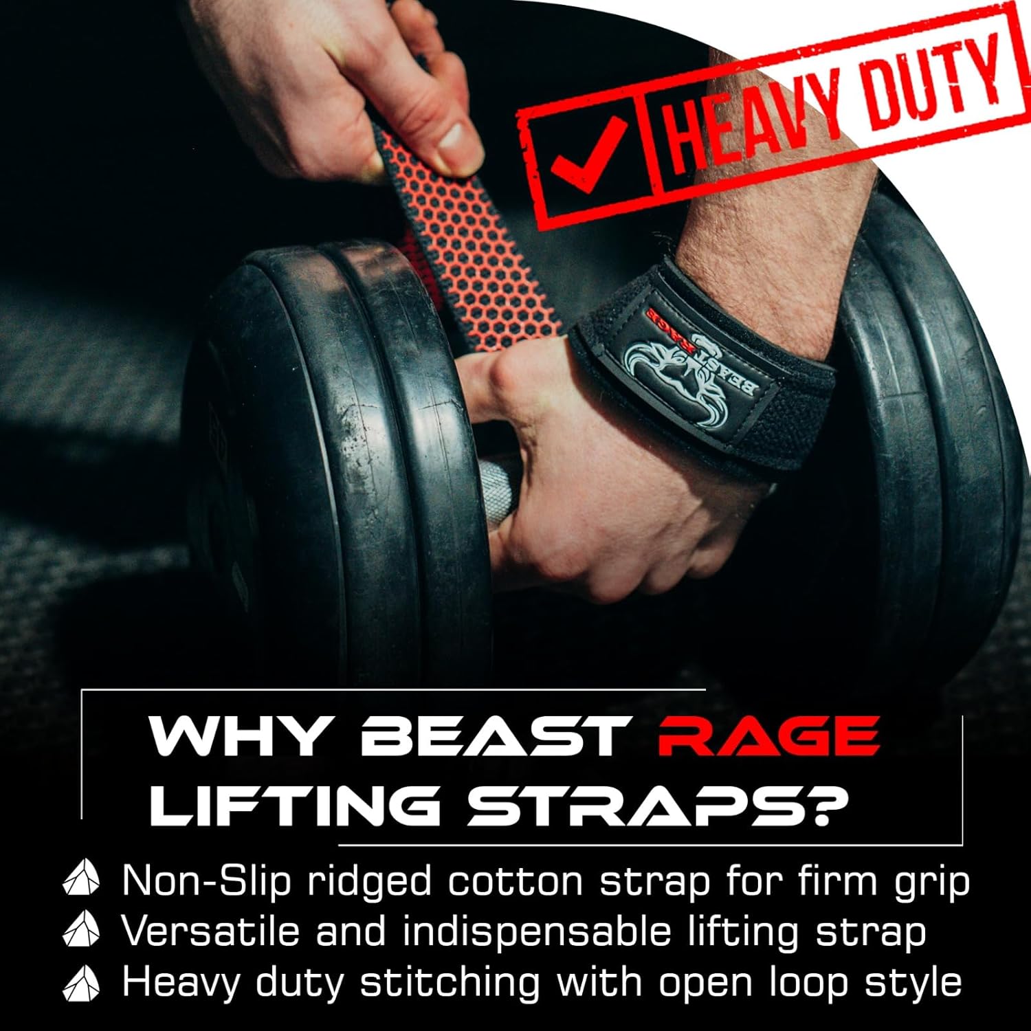 Thumbnail 6 de BEAST RAGE Weight Lifting Straps, Padded 1 pair 🏋
