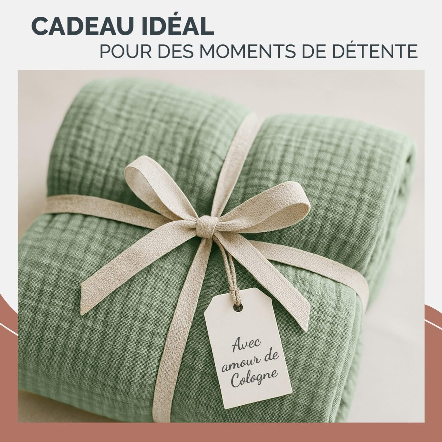 Thumbnail 5 de Blumtal plaid lit 150x200 en mousseline 6 couches (vert été) – couvre-lit & couvre-canapé léger en coton