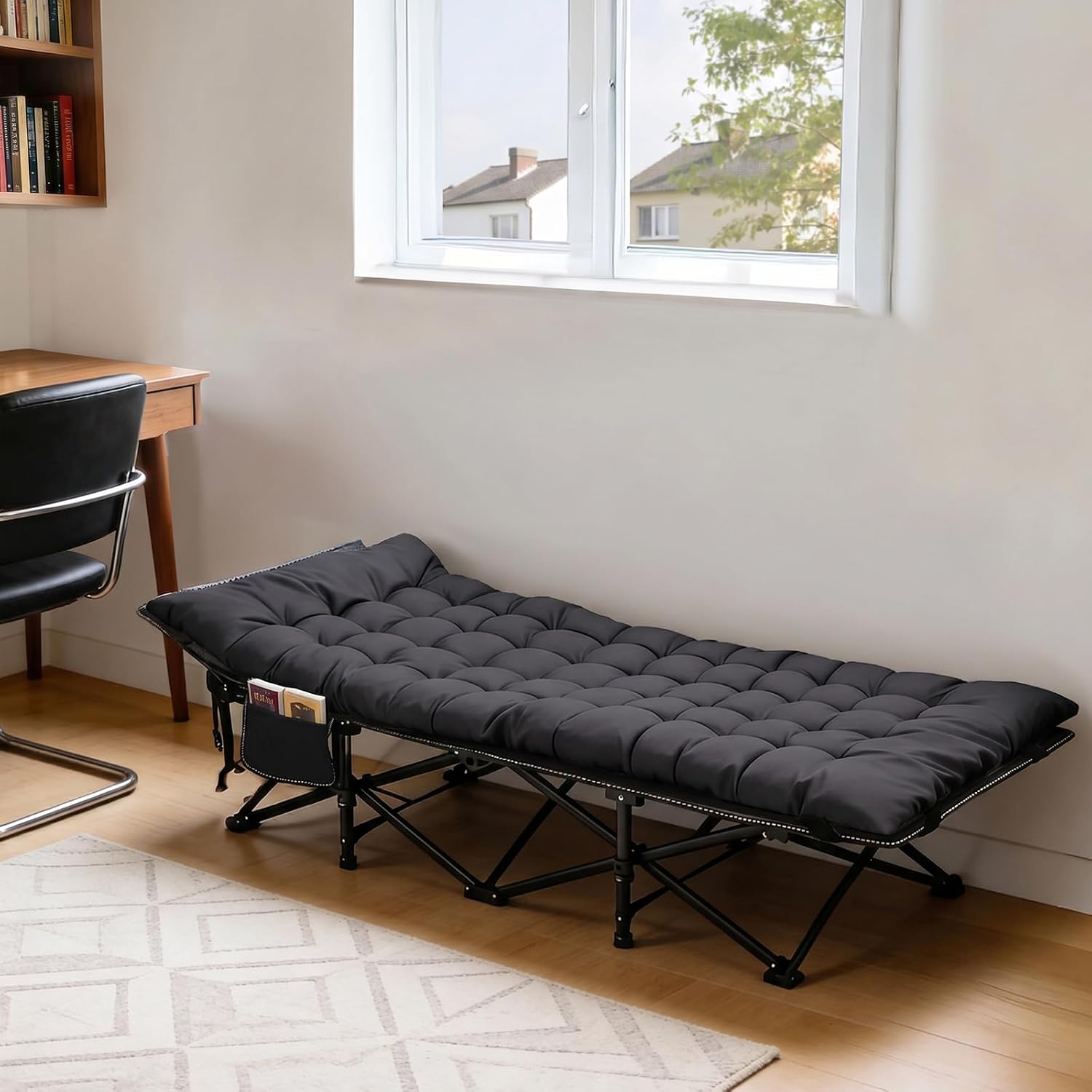 Detalle 2 de Sekey Feldbett Klappbar XXXL 202 × 80 × 45 cm – extra großes Campingbett mit abnehmbarer Komfortmatratze