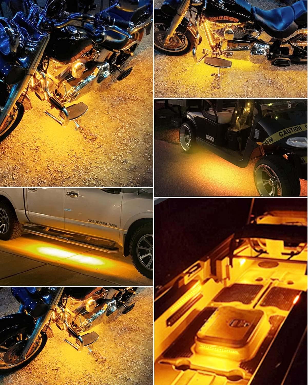 Thumbnail 4 de Motorbike & Car Underglow Lights 32cm Yellow 5050 18SMD Waterproof LED Strip Set of 4 (12V)