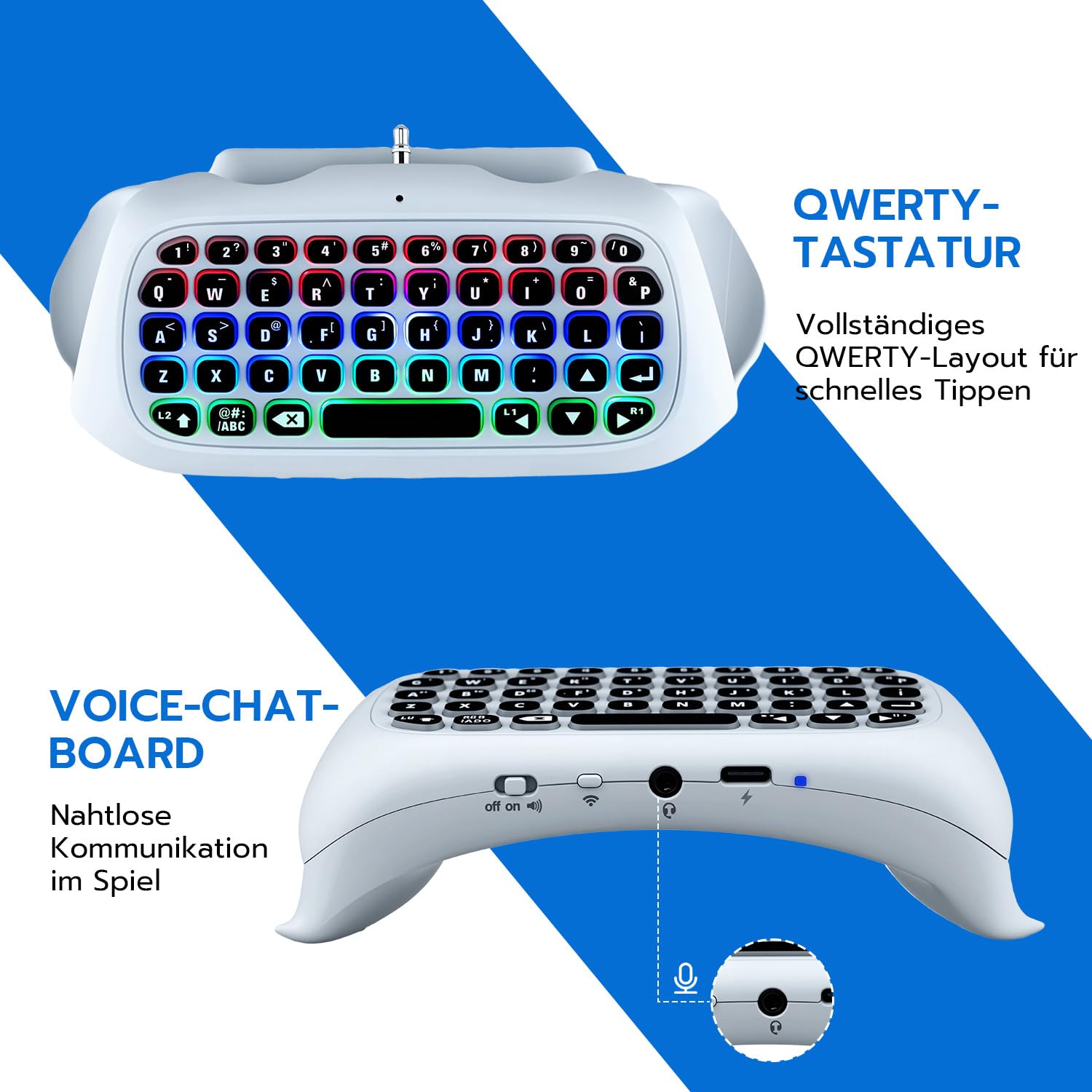 Thumbnail 6 de Mcbazel kabellose Tastatur für PS5/PS5 Edge Controller mit Bluetooth 3.0, Lautsprecher & 3,5-mm-Audioanschluss