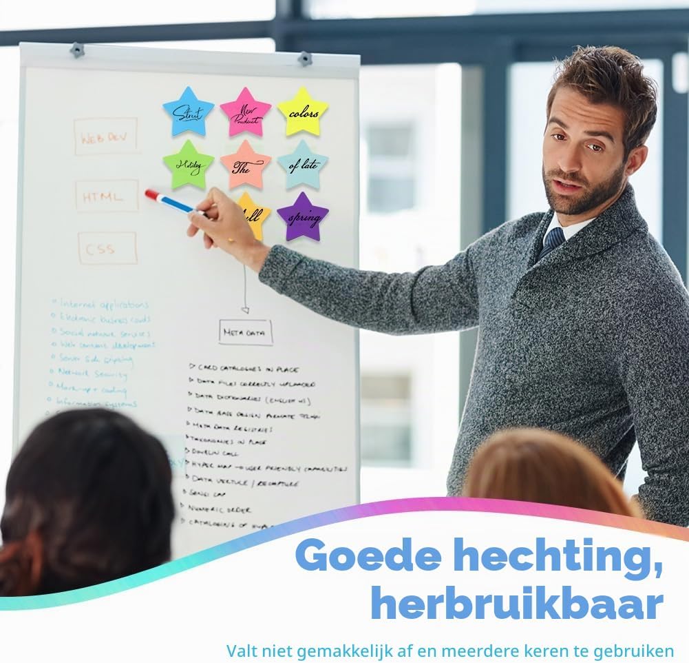 Detalle de AUAUY 5411015 stervormige plakbriefjes, 240 vellen in 8 kleuren