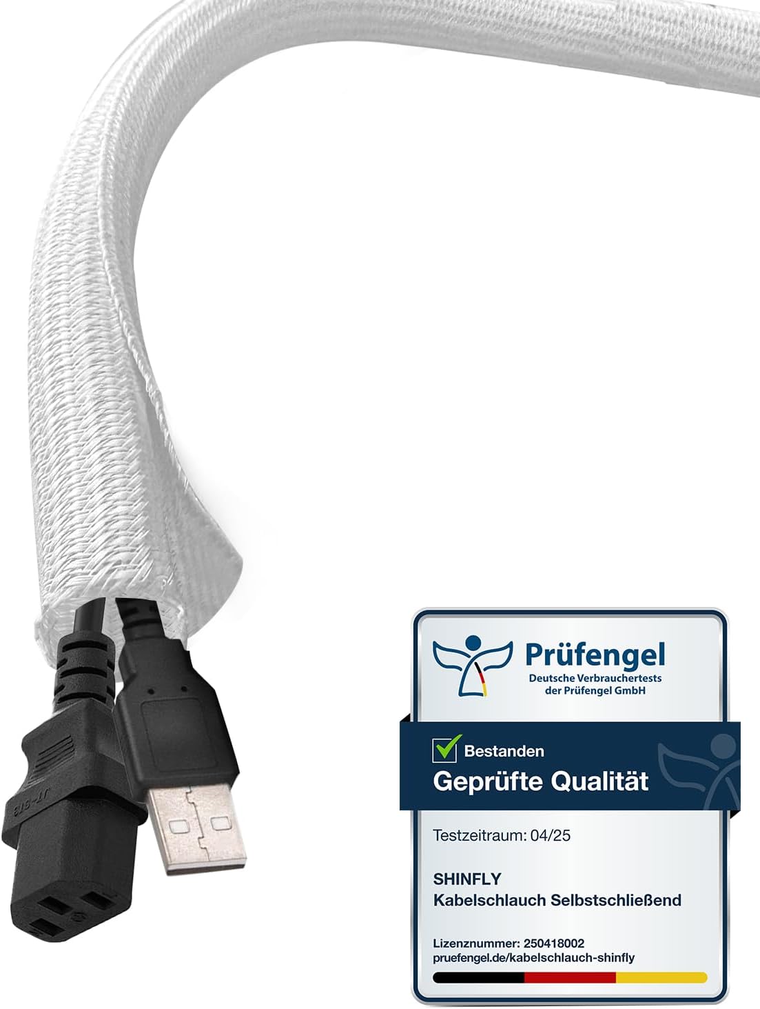 Detalle de shinfly NOT-CMP001 kabelmantel, gevlochten polyethyleen, wit, 10 m, 6 mm