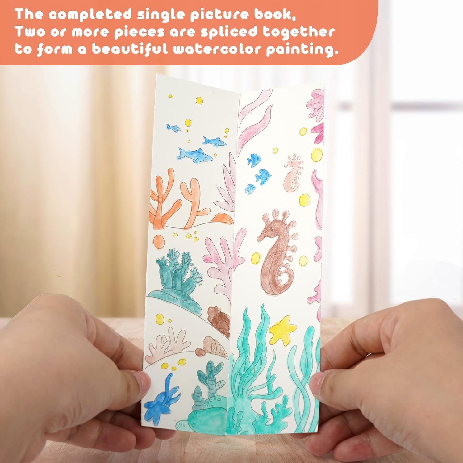 Detalle de Cavnewt Pocket Watercolor Painting Book – 21 Pages Travel Set for Kids 3–8