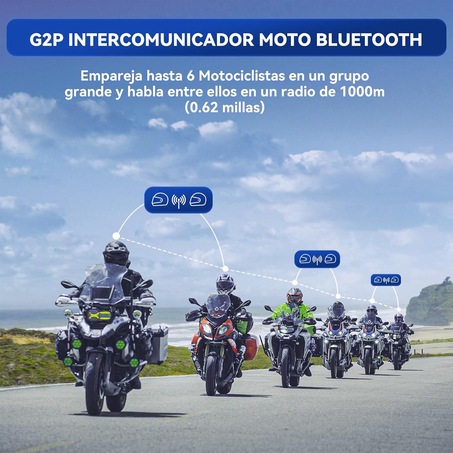 Thumbnail 1 de LEXIN G2P Intercom 6 vías para casco Moto