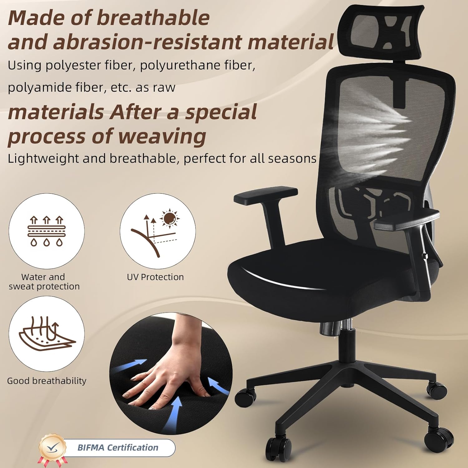 Thumbnail 6 de Durrafy Office Chair High‑Back Ergonomic with Lumbar support 💺