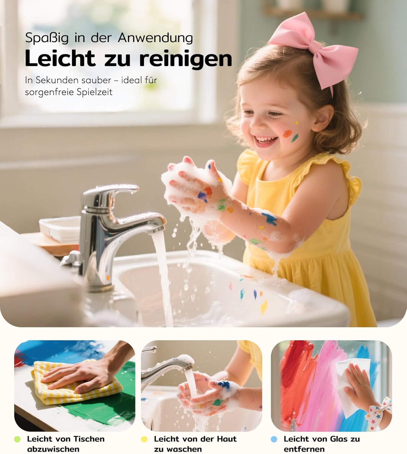 Detalle de TMOL Fingerfarben Kinder ungiftig – 10 Farben Set mit Waschfarben und Zubehör