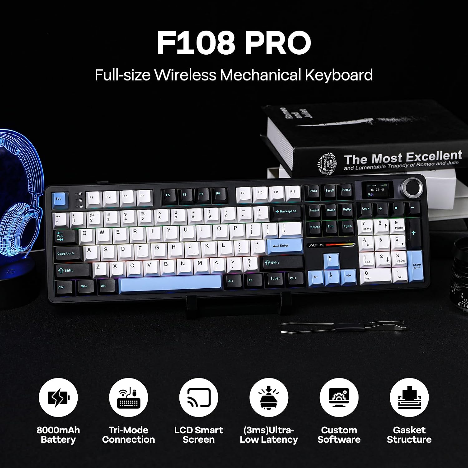 Detalle 2 de EPOMAKER X Aula F108 PRO 8000mAh keyboard ⌨