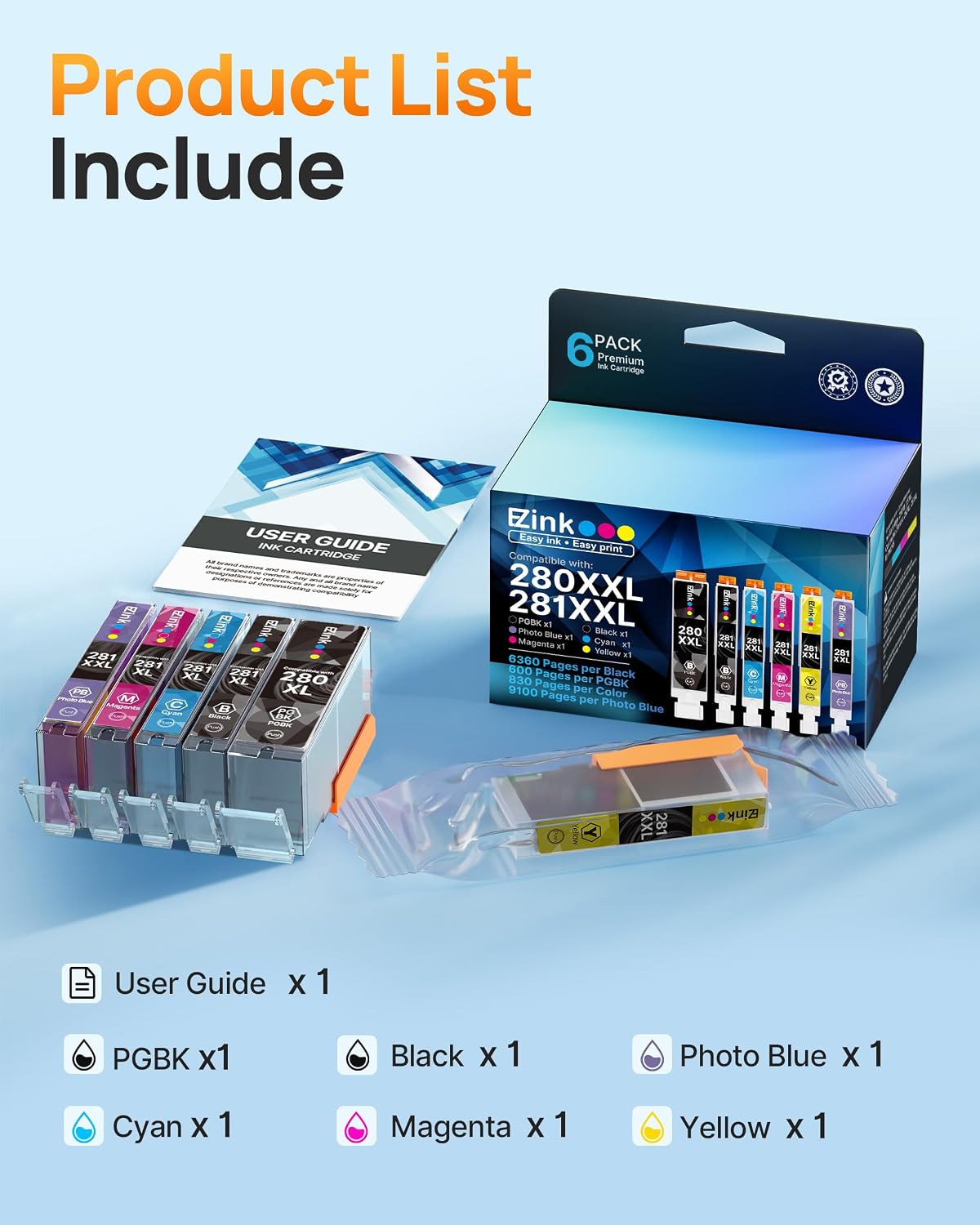 Detalle de E-Z Ink Replacement Ink Cartridges 280/281