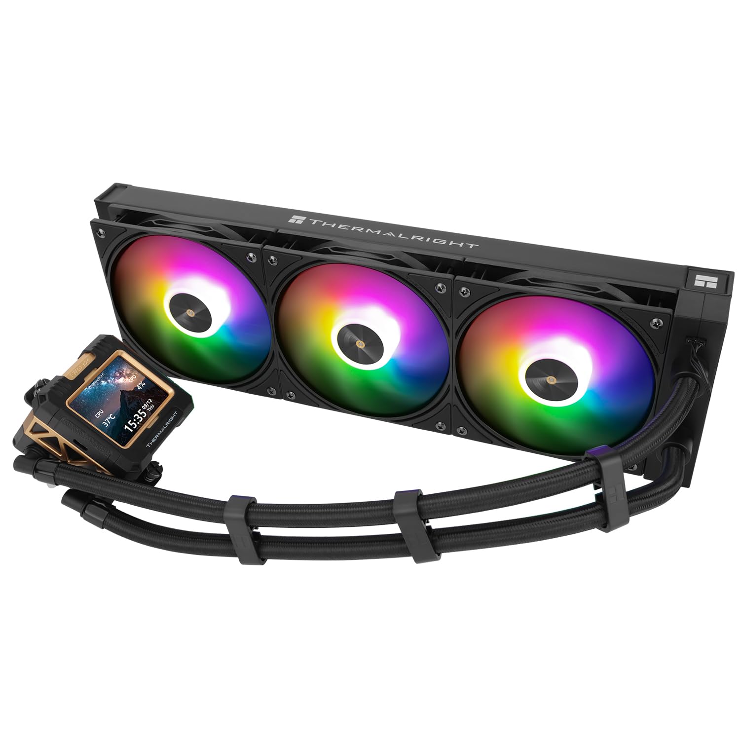 Detalle de Thermalright TR FW 360 Schwarz ARGB CPU-Wasserkühlung – 360 AIO mit 2,4-Zoll IPS LCD Display
