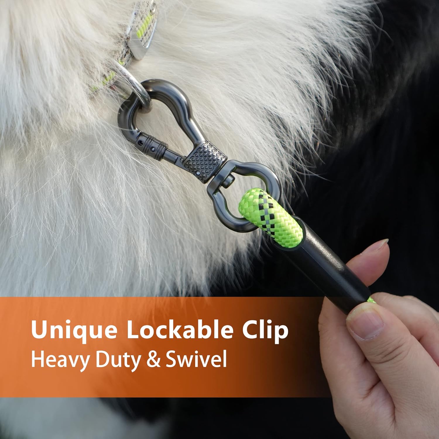Detalle de NTR Heavy Duty Dog Leash (30FT) Reflective Rope with Swivel Lockable Hook and Padded Handle