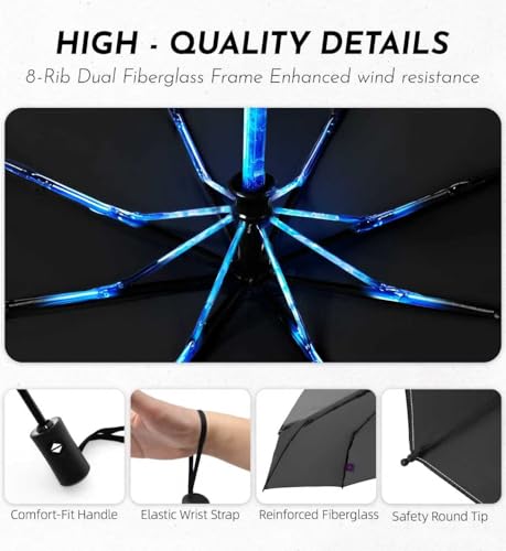 Thumbnail 4 de LILAC Windproof Automatic Umbrella, Strong 7 Ribs Compact Travel Brolly