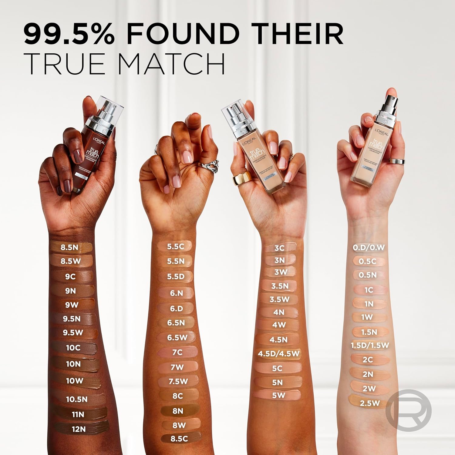 Detalle de L'Oréal Paris True Match Foundation 3.N Neut Light Medium (30 ml) – flüssiges Make-up mit Hyaluronsäure, vegane Formel