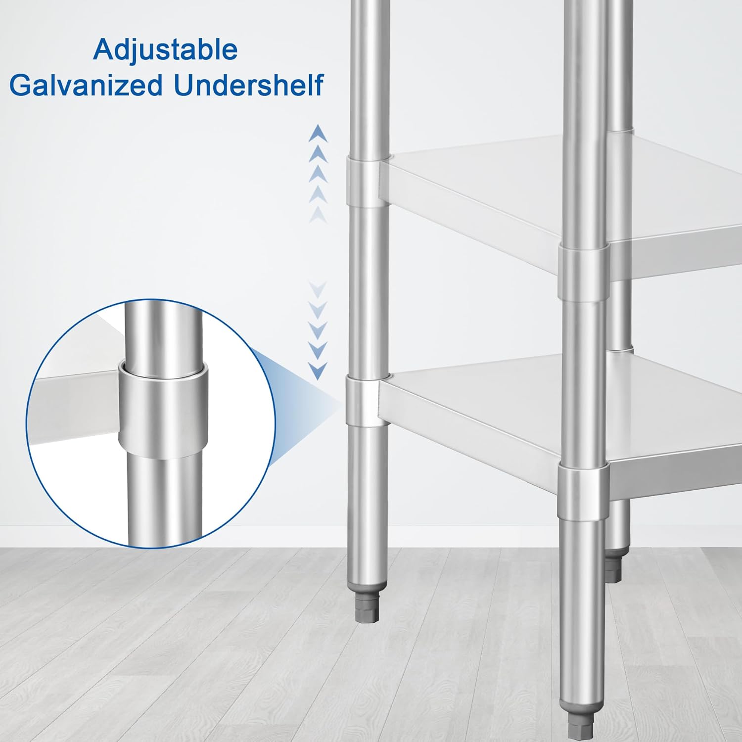 Thumbnail 3 de HARDURA Stainless Steel Commercial Work Table 24x18 with Undershelf, 2" Backsplash, NSF 430