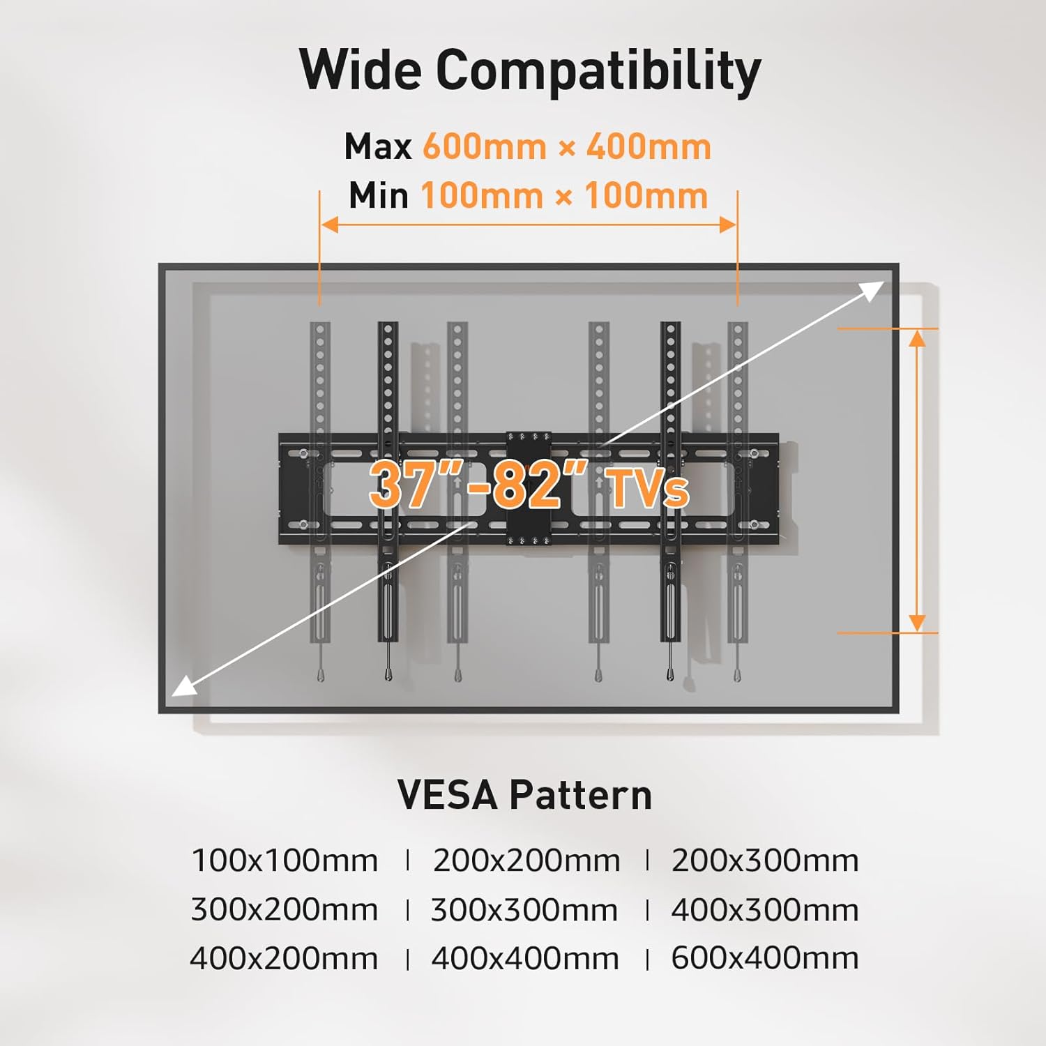 Thumbnail 5 de ELIVED Supporto da parete inclinabile per TV 37–75 pollici (VESA fino a 600x400), fino a 45 kg