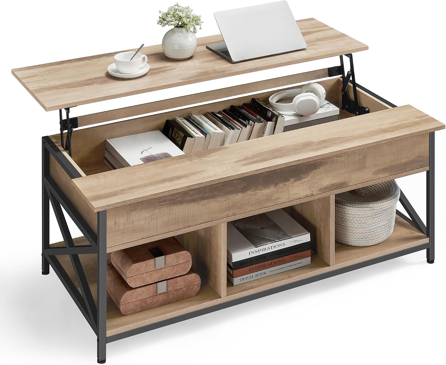 Thumbnail 6 de VASAGLE LCT205W46 Lift-Top Coffee Table with Storage, Snow White and White