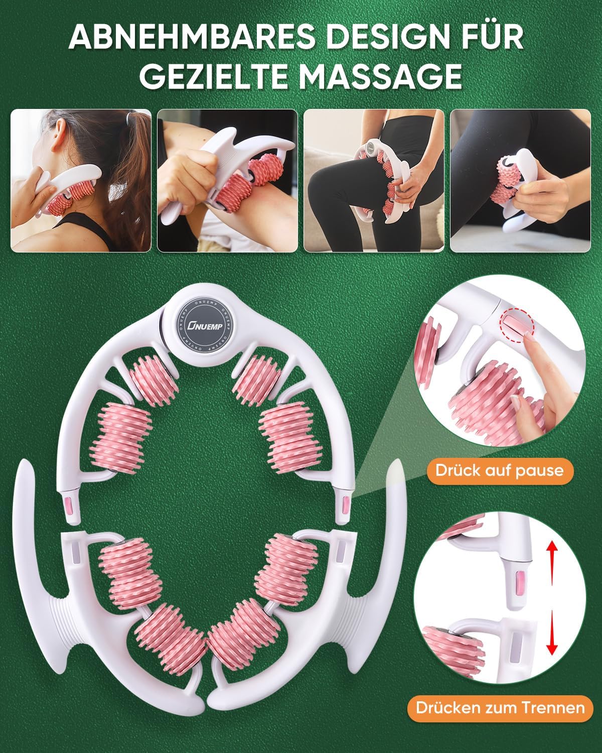 Thumbnail 2 de Bein Massagerolle mit Griff – Massageroller zur Zellulite-Entfernung, Faszienrolle für Oberschenkel, Anti-Cellulitis, Lymphdrainage (manuell)