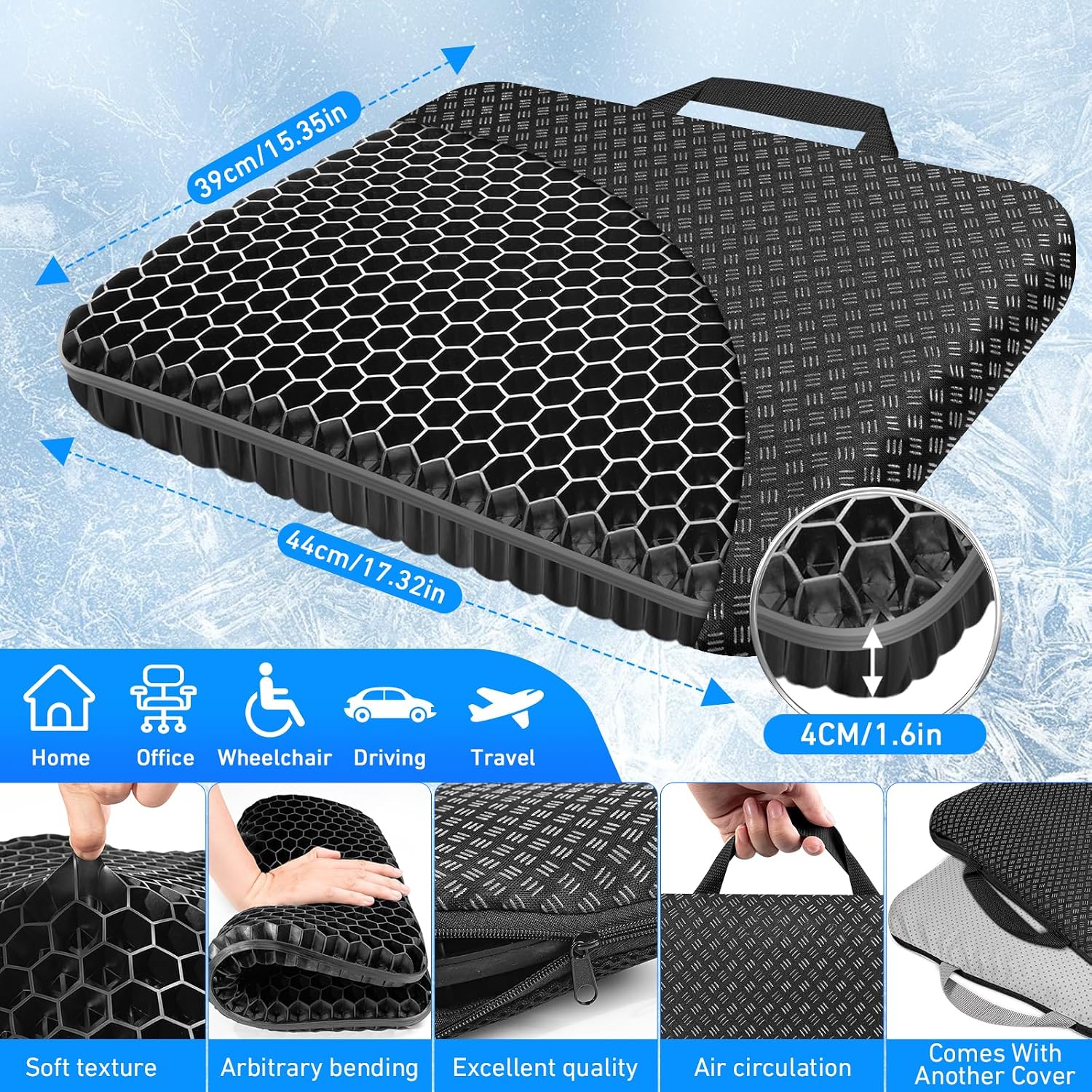 Detalle 2 de Vmingo Gel Seat Cushion ergonomic support for chair