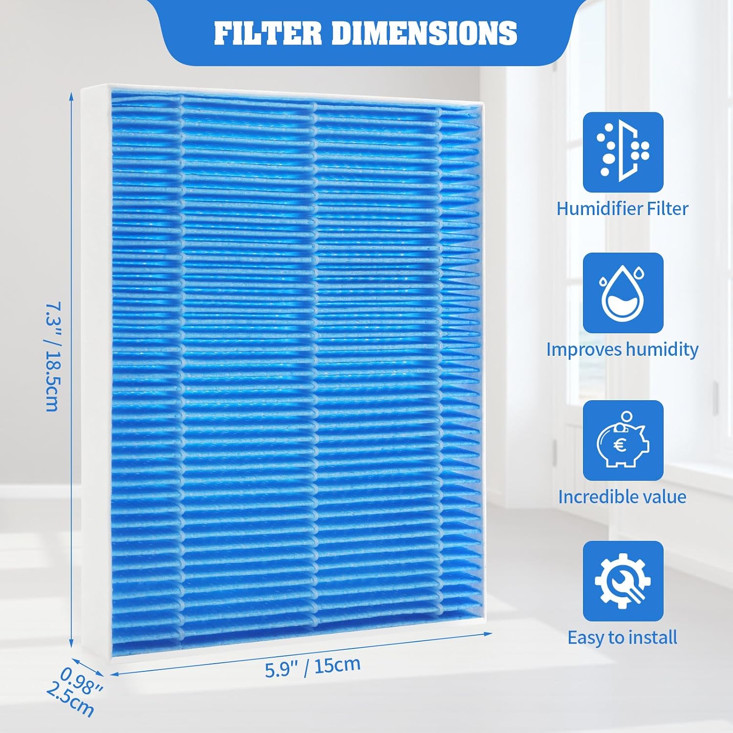 Thumbnail 6 de Gazeer 6000S-12-6 Replacement Humidifier Filters, 12 Blue + 6 Sponge