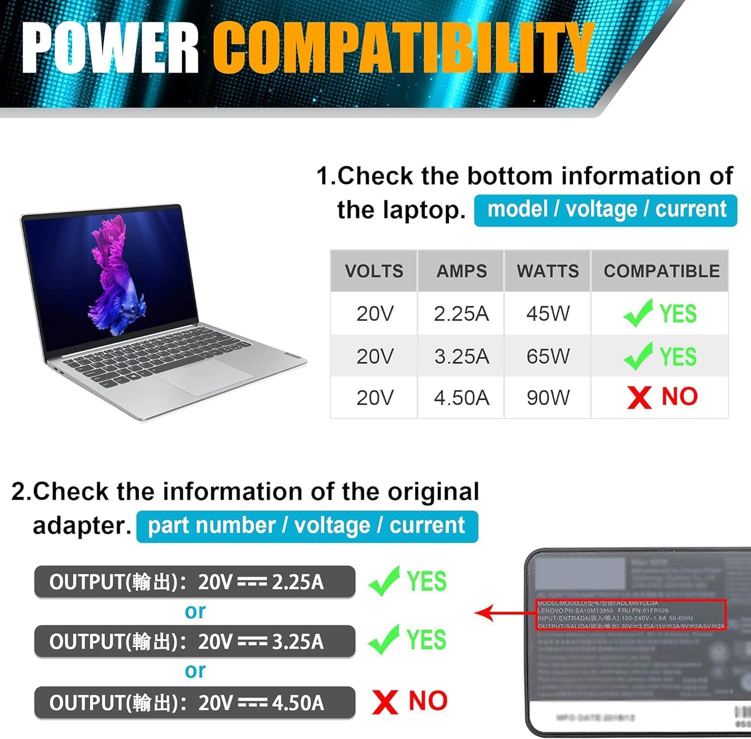 Thumbnail 3 de SLE-TECH Universal USB-C Chromebook Charger 65W (Type-C Power Cord), compatible with select HP, Lenovo, Dell, Acer, ASUS and more
