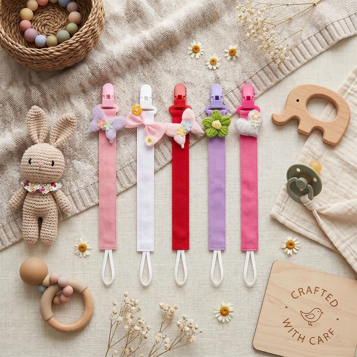 Thumbnail 5 de 5-Pack Pacifier Clips with 11-Inch Fabric Straps and Resin Clips