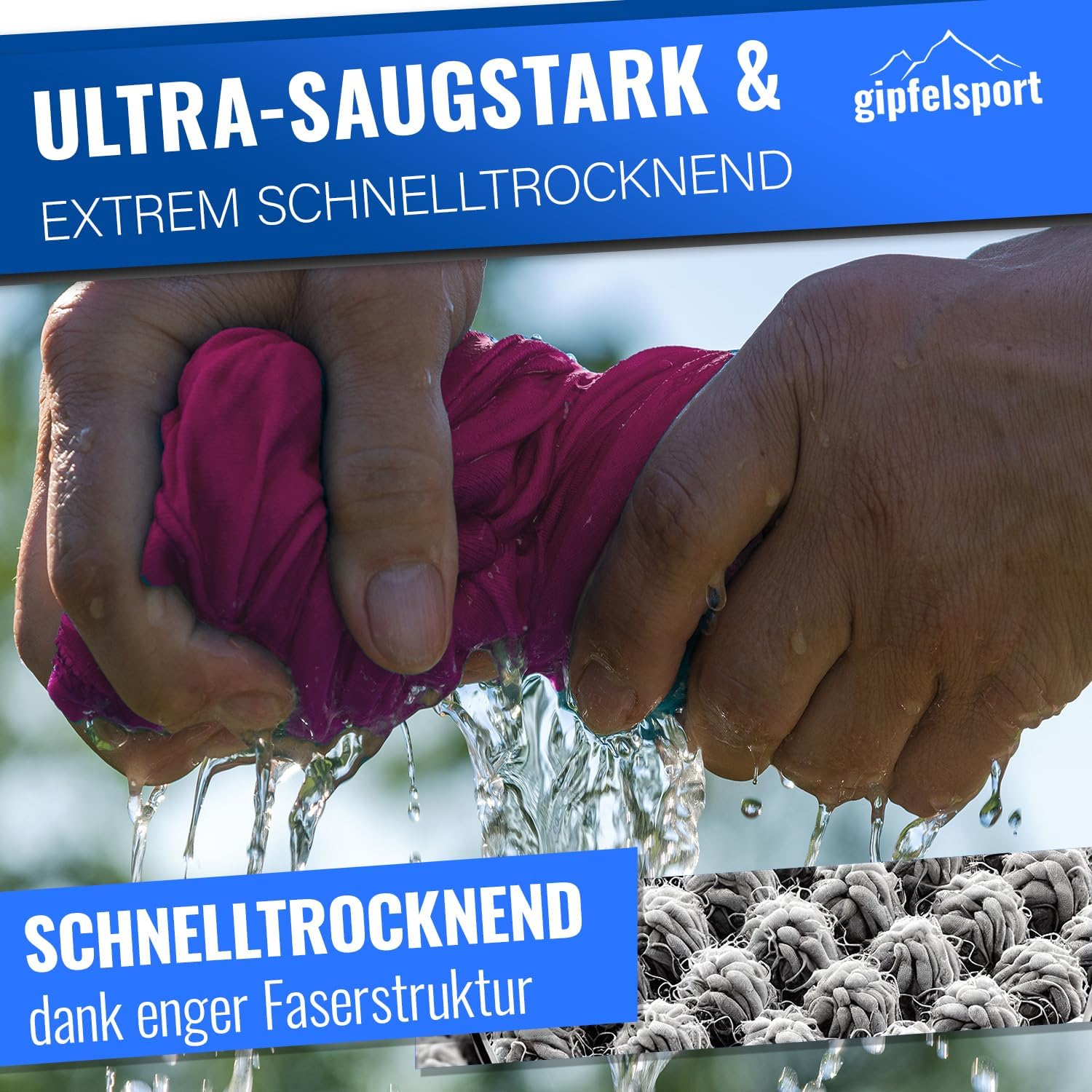 Thumbnail 3 de gipfelsport Mikrofaser Handtuch Set 180x80 cm – schnelltrocknend, kompakt, Fuchsia