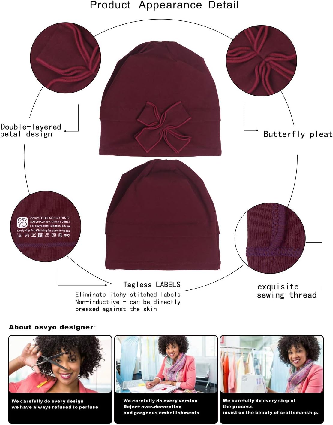 Detalle de osvyo Bamboo Chemo copricapo chemioterapia 🧣