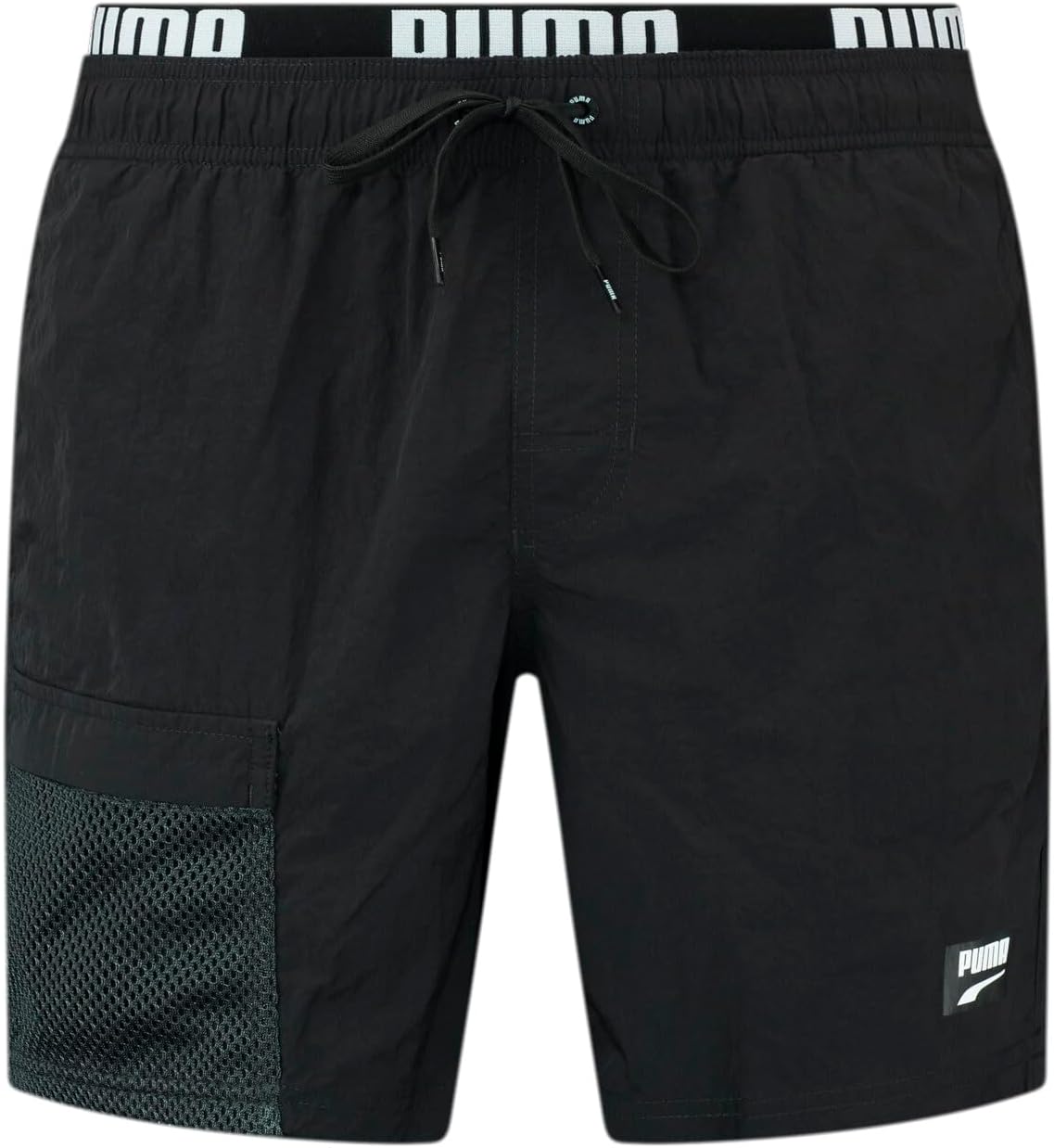 Detalle de PUMA Logo Bermuda Uomo: shorts da bagno leggeri con cordini interni
