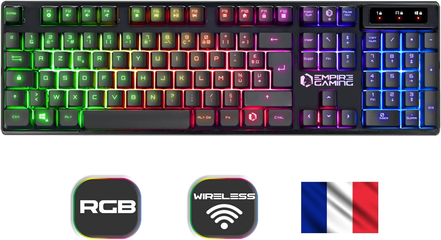 Thumbnail 1 de Empire Gaming Armor RF800 Pack clavier + souris + tapis gaming sans fil 2,4 GHz AZERTY RGB