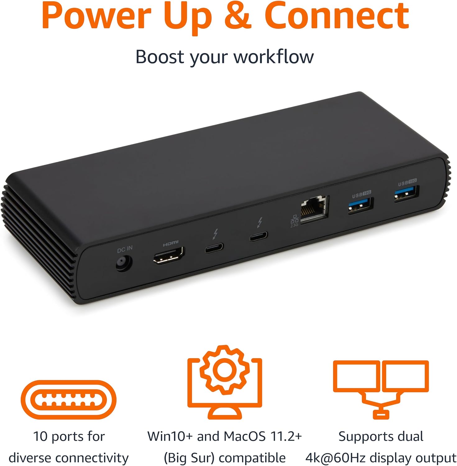 Detalle de Amazon Basics Thunderbolt4 Docking Station, 2xTBT4