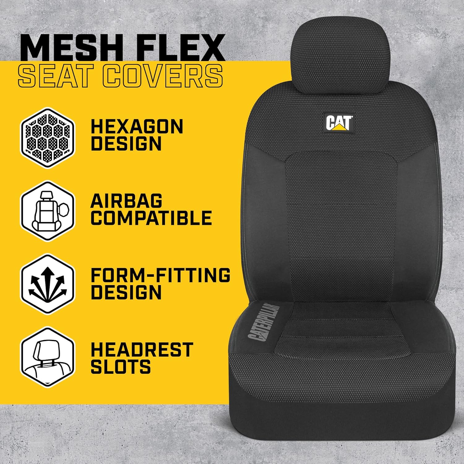 Thumbnail 2 de Cat MeshFlex Universal Front Seat Covers (Set of 2) with Breathable Mesh Back – Black