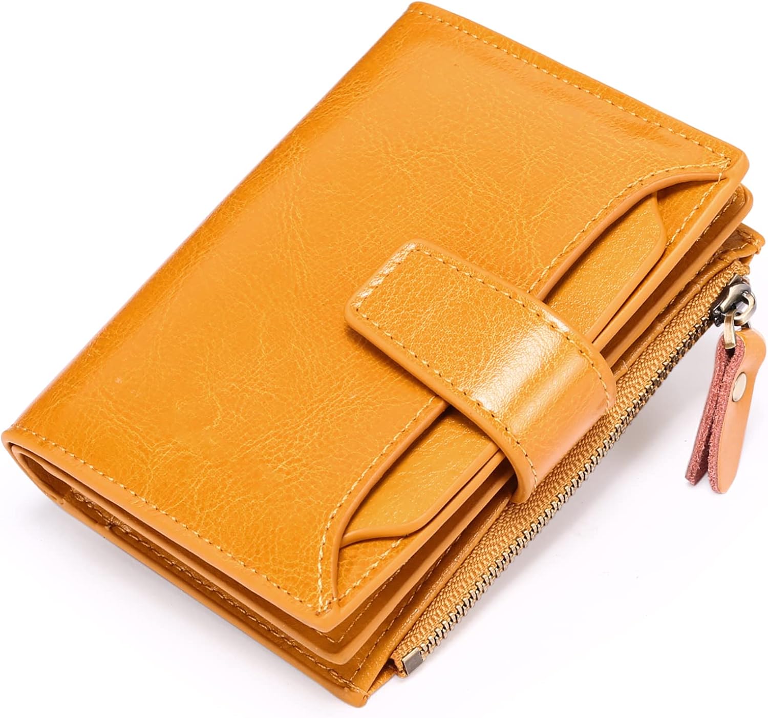 Detalle de SENDEFN Women’s RFID Blocking Leather Small Compact Bi-fold Wallet with ID Window (13 x 10 x 3 cm)
