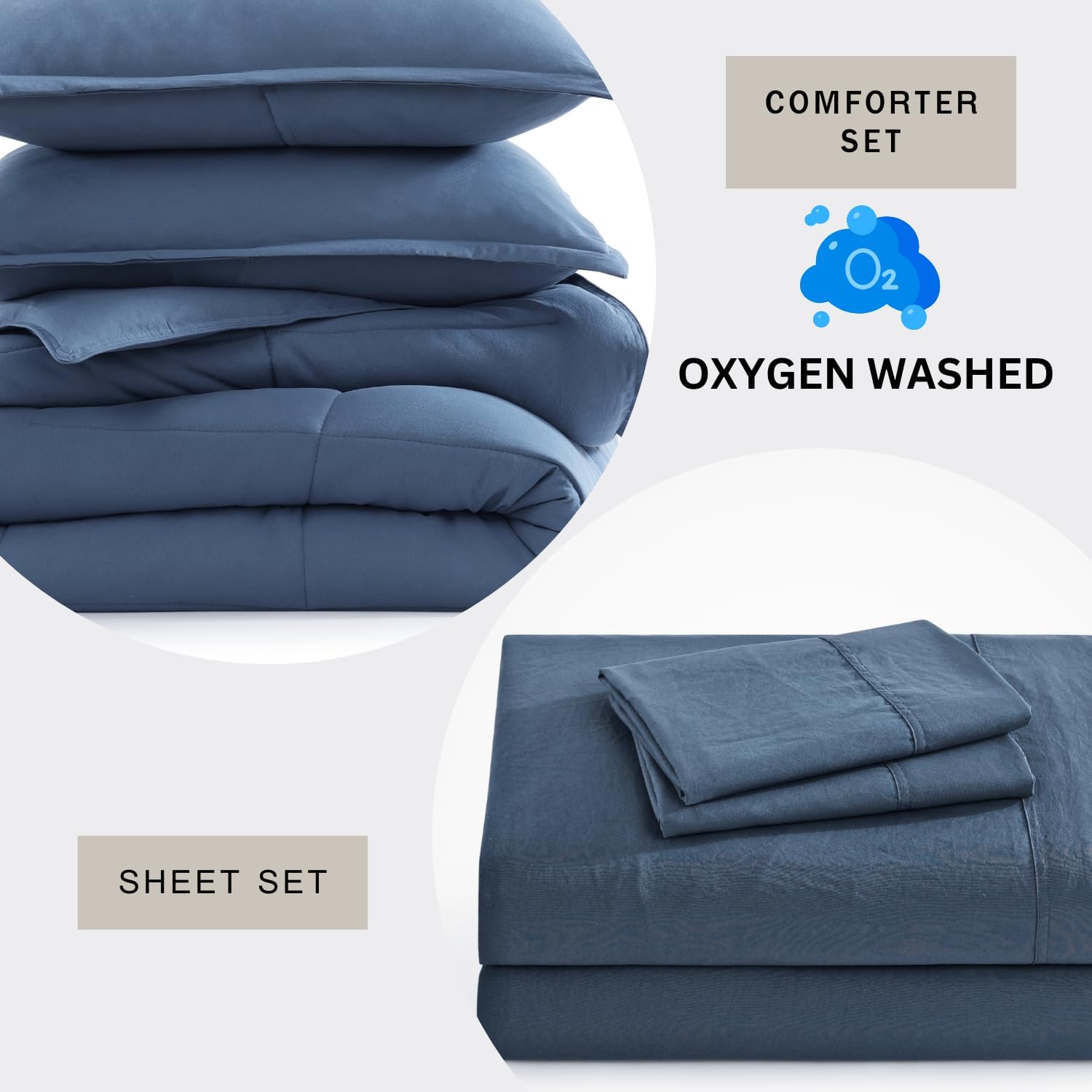 Detalle 2 de Casa Platino WM10BIB-TW-NVY Twin Bed-in-a-Bag, Navy Microfiber