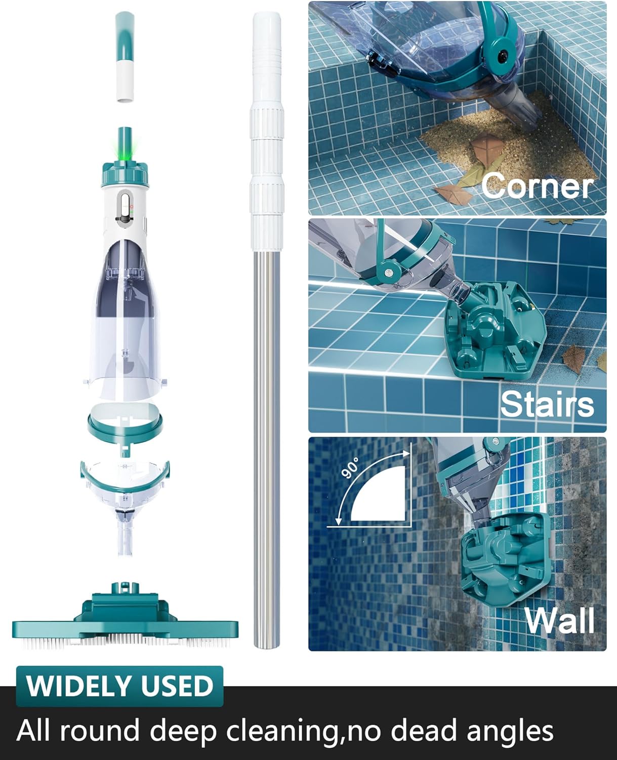Thumbnail 3 de 2026NEW Pool Vacuum with Telescopic Pole: Cordless, All-Angle Cleaning with LED Display