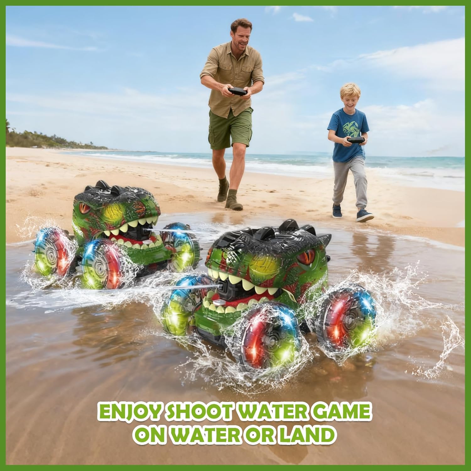 Thumbnail 4 de Muakiz Dinosaurier-Amphibienfahrzeug 4WD RC-Auto mit Wasserpistole (IPX7, 2,4 GHz, 360°-Drehung)