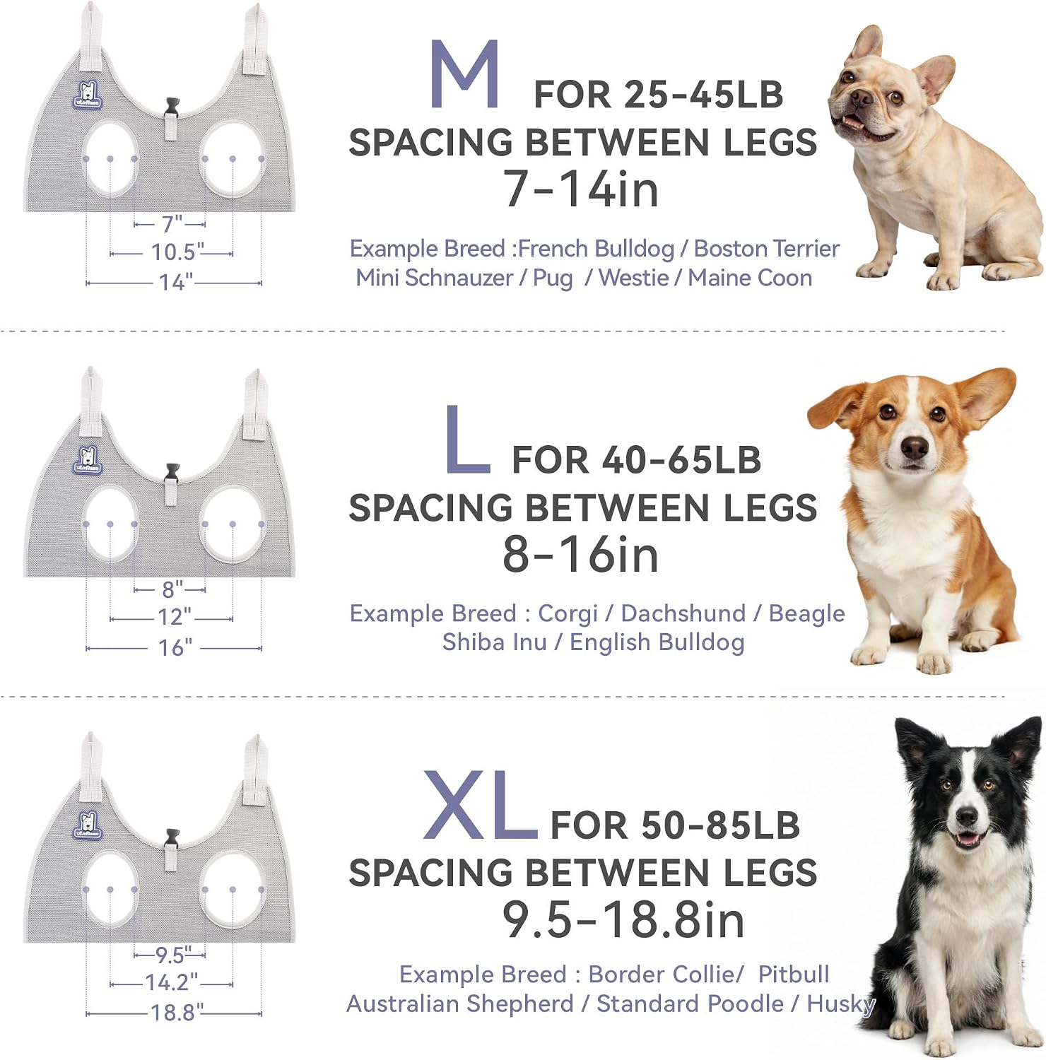 Detalle 2 de Loflaze 犬・猫用グルーミングハンモックハーネス XL パープル、爪切りキット・櫛付き