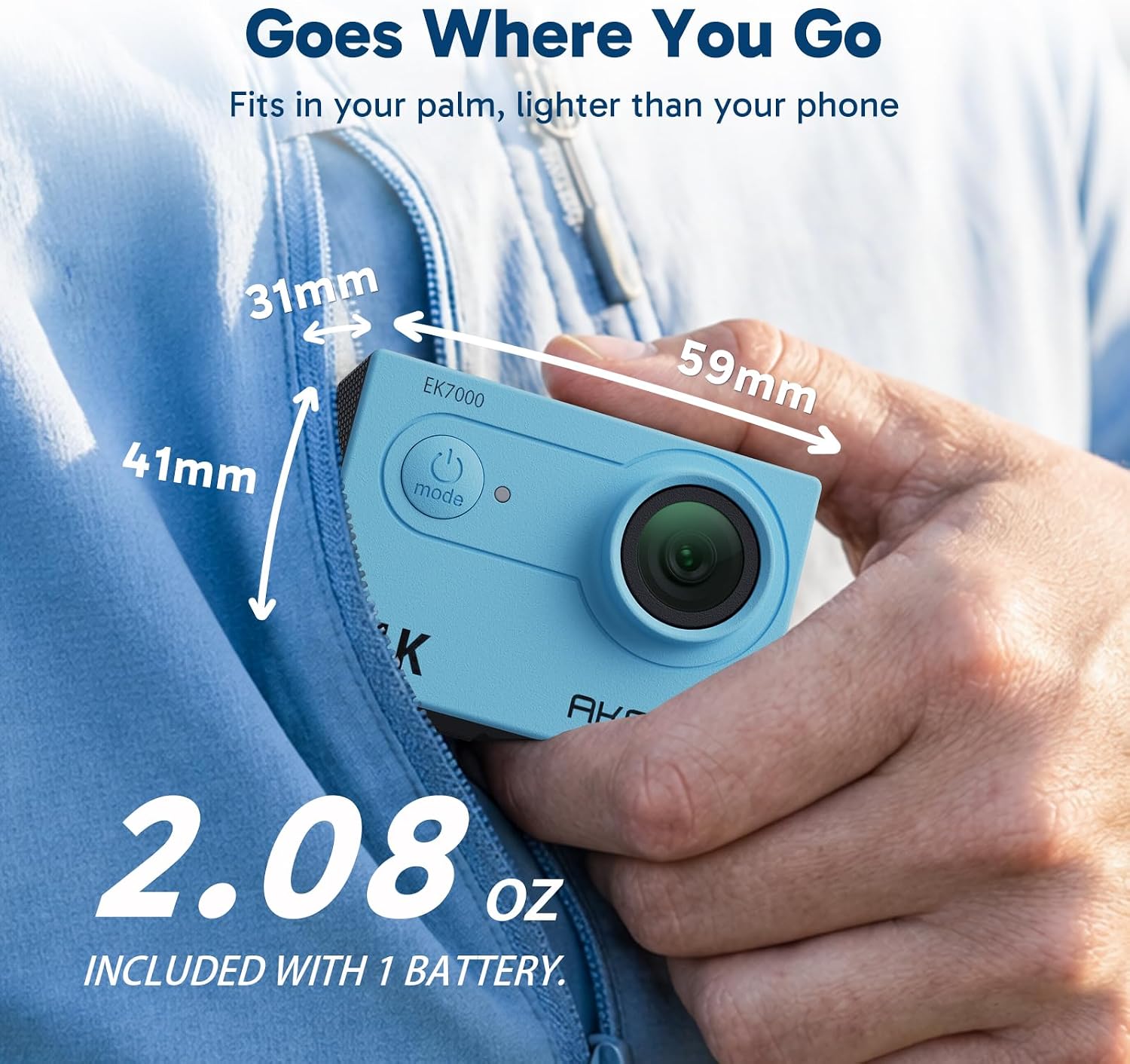 Thumbnail 6 de AKASO EK7000 4K Action Camera with EIS and 131-Foot Waterproof Case
