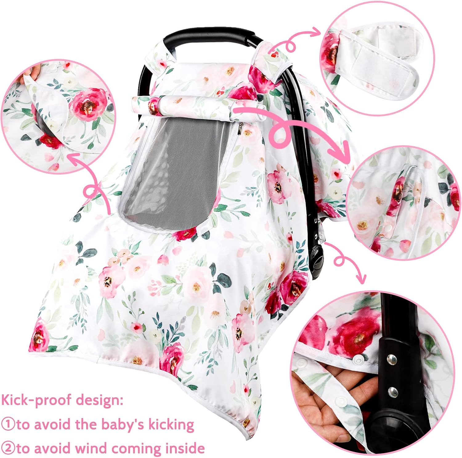Detalle de TANOFAR Baby Car Seat Cover, Floral