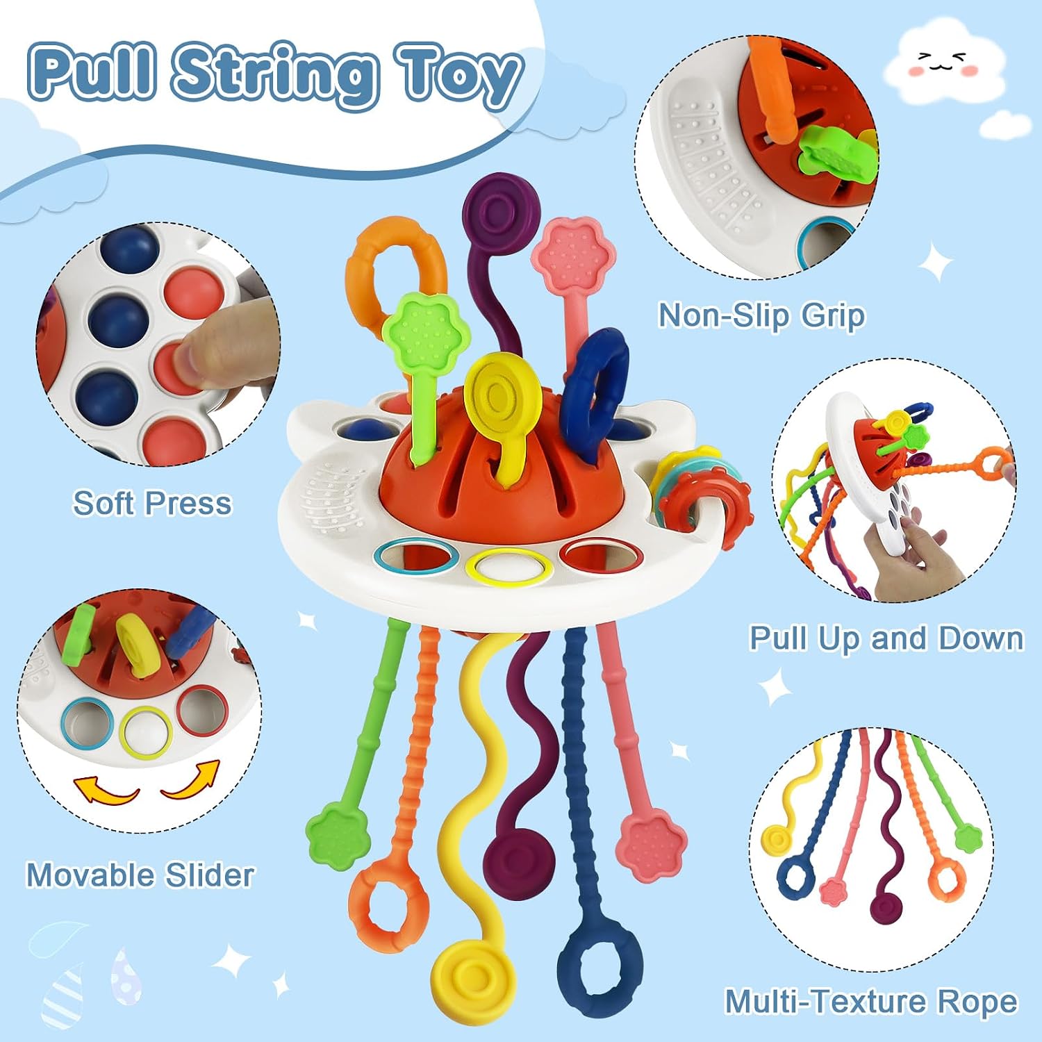 Thumbnail 5 de EPOGG 6-in-1 Montessori Baby Toys Set (6–12 Months Up) with Pull String, Stacking Cups, Tissue Box & More